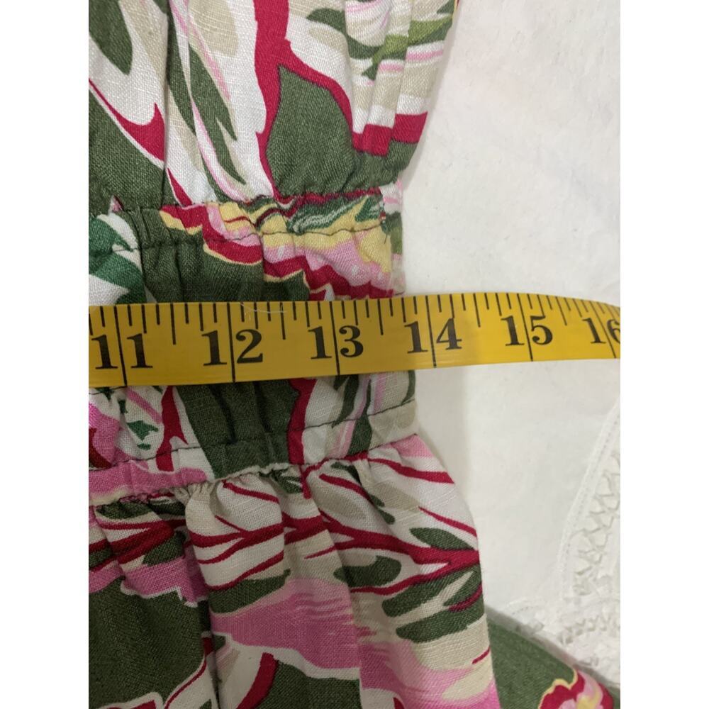 Loft beach Floral Linen dress Small Petite Short Elastic Waist Beachy Resort - Picture 5 of 8